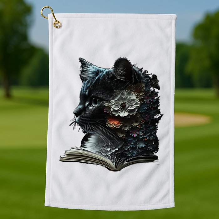 Cat Art Book Cat Motif Flowers Cat Golf Towel