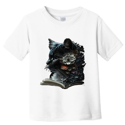 Cat Art Book Cat Motif Flowers Cat Toddler T-Shirt