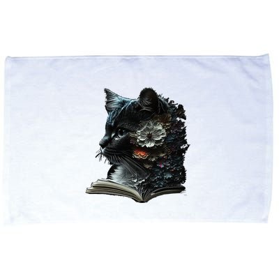 Cat Art Book Cat Motif Flowers Cat Microfiber Hand Towel