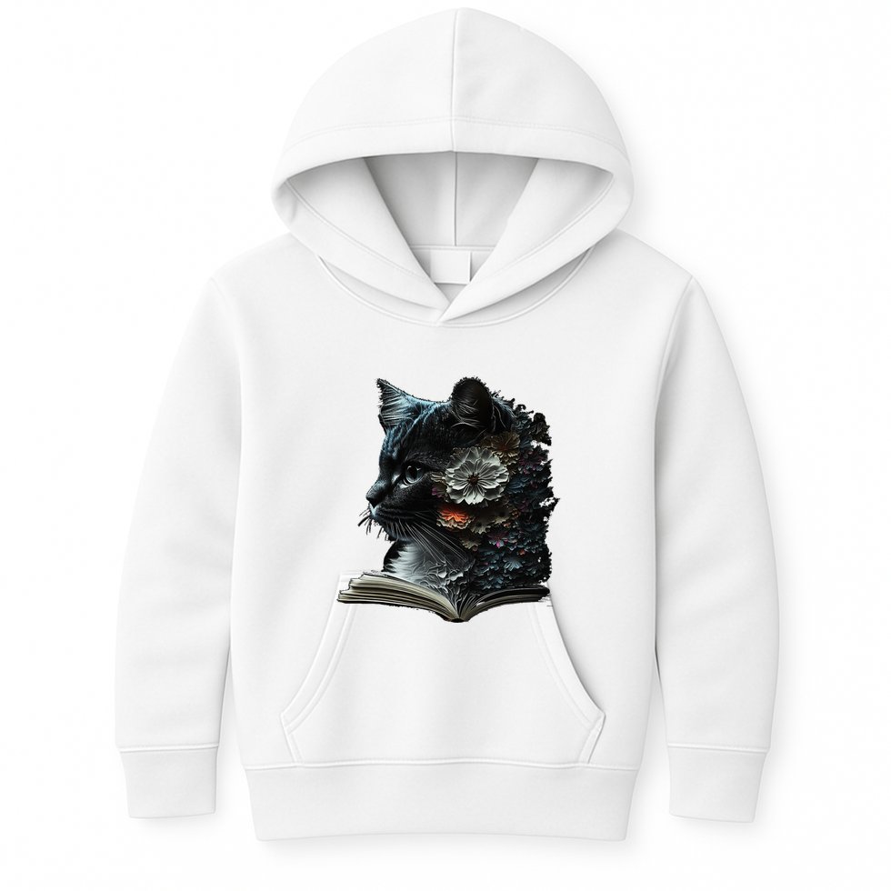 Cat Art Book Cat Motif Flowers Cat Kids Hoodie
