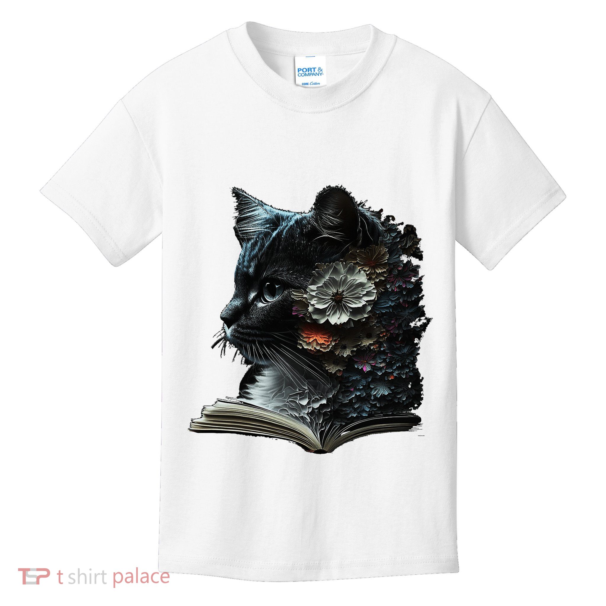Cat Art Book Cat Motif Flowers Cat Kids T-Shirt