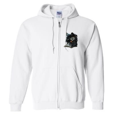 Cat Art Book Cat Motif Flowers Cat Full Zip Hoodie