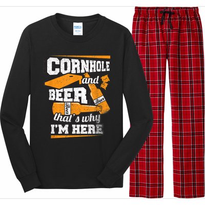 Cornhole And Beer That's Why I'm Here Funny Cornhole Long Sleeve Pajama Set