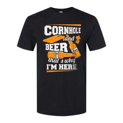 Cornhole And Beer That's Why I'm Here Funny Cornhole Softstyle CVC T-Shirt