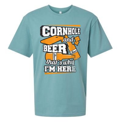 Cornhole And Beer That's Why I'm Here Funny Cornhole Sueded Cloud Jersey T-Shirt