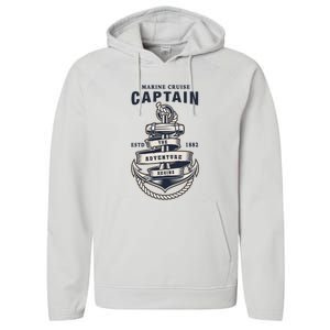 Captain Anchor Boat Anchor And Rope And Ribbon Performance Fleece Hoodie