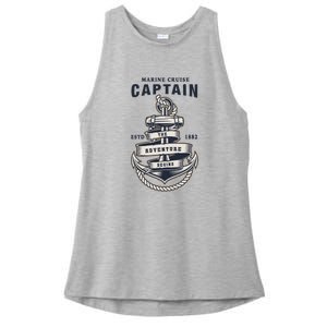 Captain Anchor Boat Anchor And Rope And Ribbon Ladies PosiCharge Tri-Blend Wicking Tank