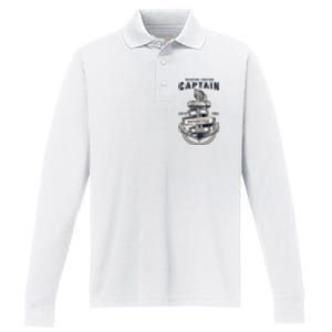 Captain Anchor Boat Anchor And Rope And Ribbon Performance Long Sleeve Polo