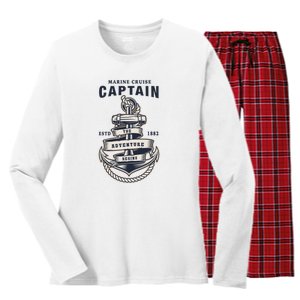 Captain Anchor Boat Anchor And Rope And Ribbon Women's Long Sleeve Flannel Pajama Set 