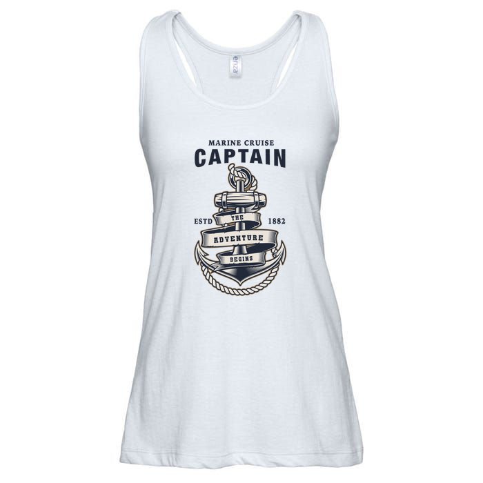 Captain Anchor Boat Anchor And Rope And Ribbon Ladies Essential Flowy Tank