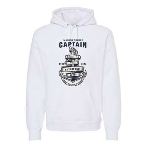 Captain Anchor Boat Anchor And Rope And Ribbon Premium Hoodie