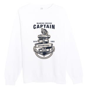 Captain Anchor Boat Anchor And Rope And Ribbon Premium Crewneck Sweatshirt