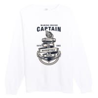 Captain Anchor Boat Anchor And Rope And Ribbon Premium Crewneck Sweatshirt