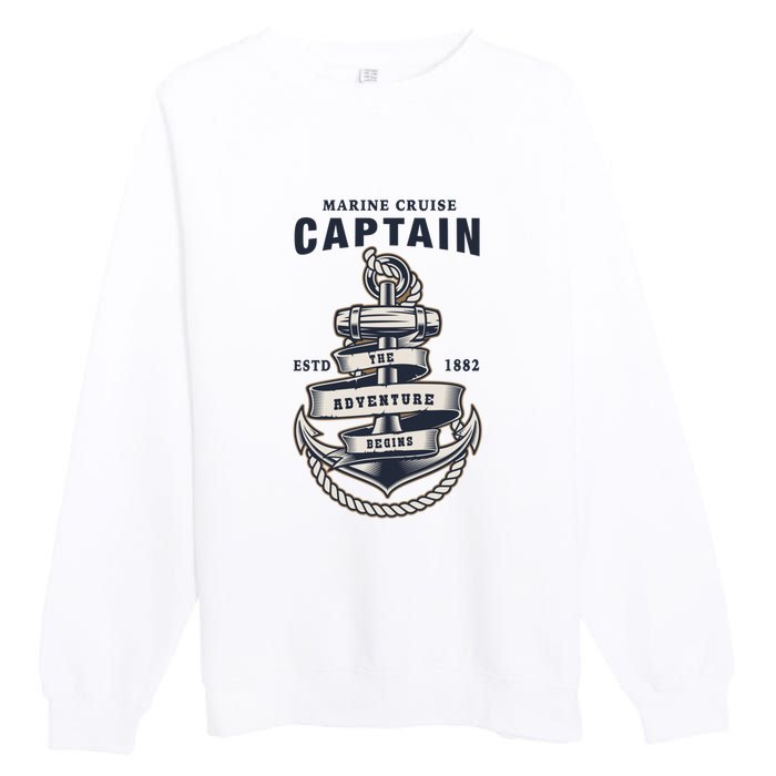 Captain Anchor Boat Anchor And Rope And Ribbon Premium Crewneck Sweatshirt