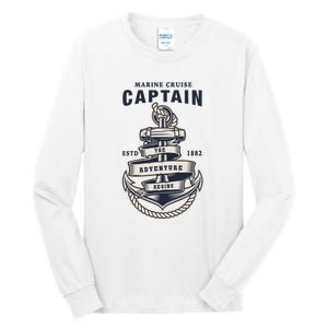 Captain Anchor Boat Anchor And Rope And Ribbon Tall Long Sleeve T-Shirt