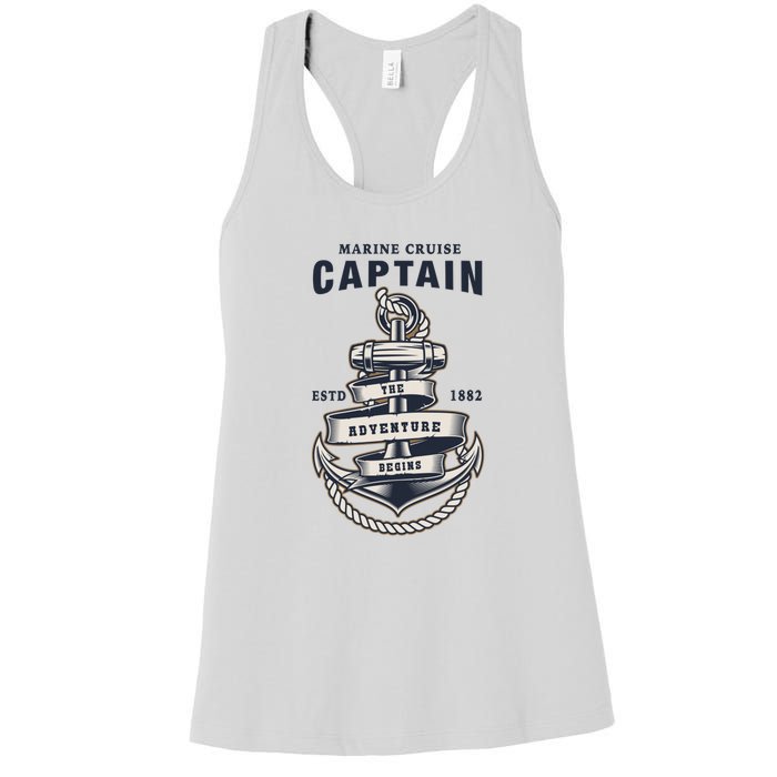 Captain Anchor Boat Anchor And Rope And Ribbon Women's Racerback Tank