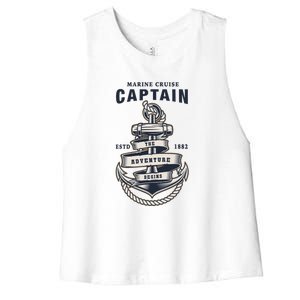 Captain Anchor Boat Anchor And Rope And Ribbon Women's Racerback Cropped Tank