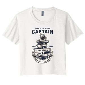 Captain Anchor Boat Anchor And Rope And Ribbon Women's Crop Top Tee