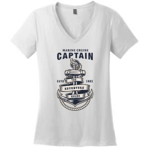 Captain Anchor Boat Anchor And Rope And Ribbon Women's V-Neck T-Shirt