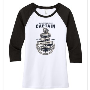 Captain Anchor Boat Anchor And Rope And Ribbon Women's Tri-Blend 3/4-Sleeve Raglan Shirt