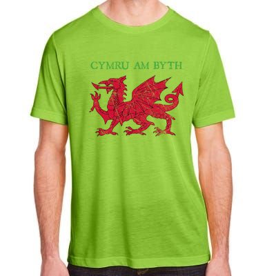 Cymru Am Byth Welsh Rugby Dragon Wales Gift Adult ChromaSoft Performance T-Shirt