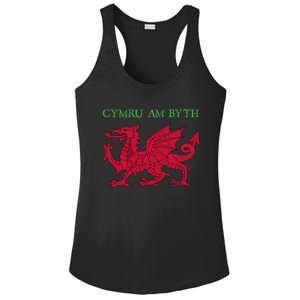 Cymru Am Byth Welsh Rugby Dragon Wales Gift Ladies PosiCharge Competitor Racerback Tank