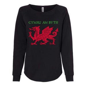 Cymru Am Byth Welsh Rugby Dragon Wales Gift Womens California Wash Sweatshirt