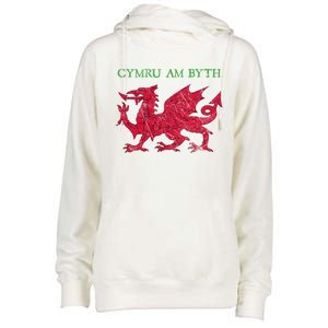 Cymru Am Byth Welsh Rugby Dragon Wales Gift Womens Funnel Neck Pullover Hood