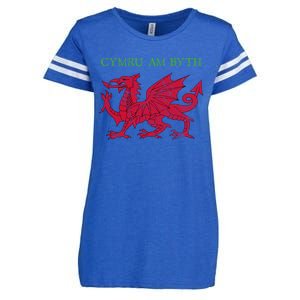 Cymru Am Byth Welsh Rugby Dragon Wales Gift Enza Ladies Jersey Football T-Shirt