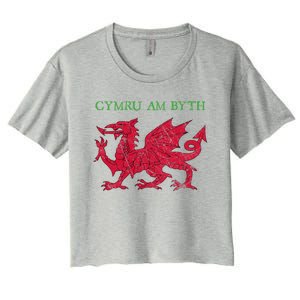 Cymru Am Byth Welsh Rugby Dragon Wales Gift Women's Crop Top Tee