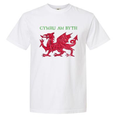 Cymru Am Byth Welsh Rugby Dragon Wales Gift Garment-Dyed Heavyweight T-Shirt