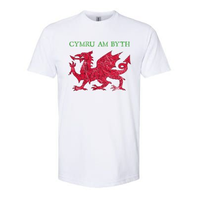 Cymru Am Byth Welsh Rugby Dragon Wales Gift Softstyle® CVC T-Shirt