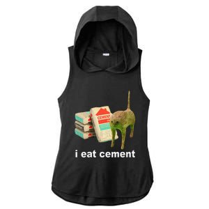 Cat And Book I Eat Cement Ladies PosiCharge Tri-Blend Wicking Draft Hoodie Tank