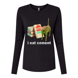 Cat And Book I Eat Cement Womens Cotton Relaxed Long Sleeve T-Shirt