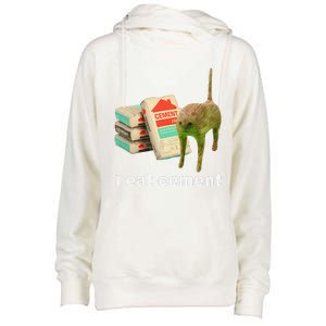 Cat And Book I Eat Cement Womens Funnel Neck Pullover Hood