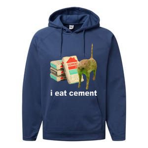 Cat And Book I Eat Cement Performance Fleece Hoodie