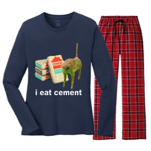 Cat And Book I Eat Cement Women's Long Sleeve Flannel Pajama Set 