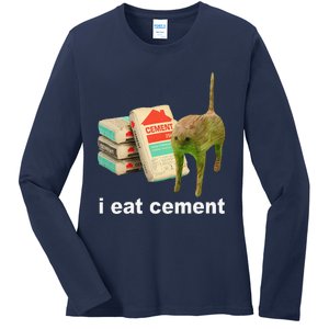 Cat And Book I Eat Cement Ladies Long Sleeve Shirt