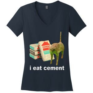 Cat And Book I Eat Cement Women's V-Neck T-Shirt