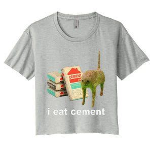 Cat And Book I Eat Cement Women's Crop Top Tee