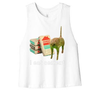 Cat And Book I Eat Cement Women's Racerback Cropped Tank