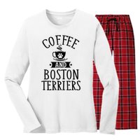 Coffee And Boston Terriers Boston Terrier Lover Women's Long Sleeve Flannel Pajama Set 