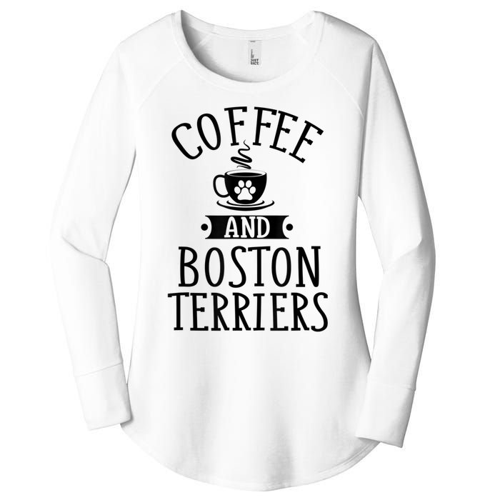 Coffee And Boston Terriers Boston Terrier Lover Women's Perfect Tri Tunic Long Sleeve Shirt