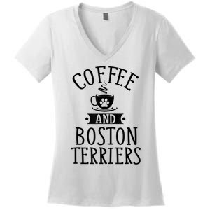 Coffee And Boston Terriers Boston Terrier Lover Women's V-Neck T-Shirt