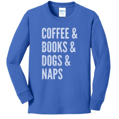 Coffee And Books And Dogs And Naps Light Gift Kids Long Sleeve Shirt