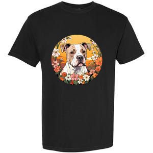 Cute American Bulldog Mountain Flower Meadow Dog Mom Garment-Dyed Heavyweight T-Shirt