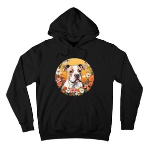 Cute American Bulldog Mountain Flower Meadow Dog Mom Hoodie