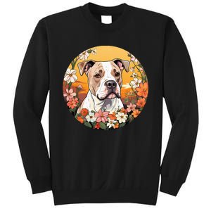 Cute American Bulldog Mountain Flower Meadow Dog Mom Sweatshirt