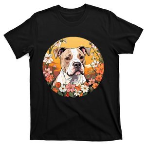 Cute American Bulldog Mountain Flower Meadow Dog Mom T-Shirt