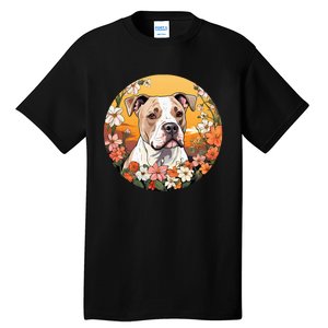 Cute American Bulldog Mountain Flower Meadow Dog Mom Tall T-Shirt